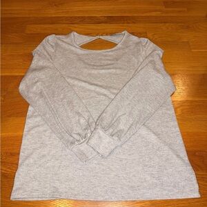 LOFT Heather Gray Back Cutout Long Sleeve Top Size M